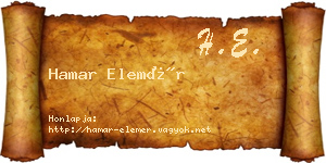 Hamar Elemér névjegykártya